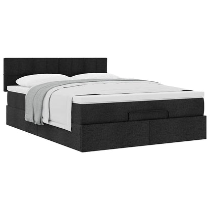 Ottoman-Bett mit Matratze Schwarz 140x200 cm Stoff