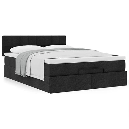 Ottoman-Bett mit Matratze Schwarz 140x200 cm Stoff
