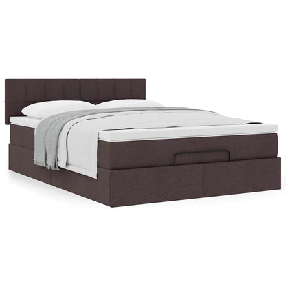 Ottoman-Bett mit Matratze Dunkelbraun 140x200 cm Stoff