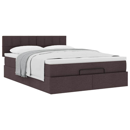 Ottoman-Bett mit Matratze Dunkelbraun 140x200 cm Stoff