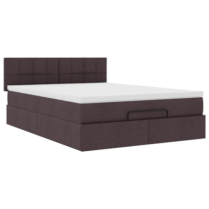 Ottoman-Bett mit Matratze Dunkelbraun 140x200 cm Stoff