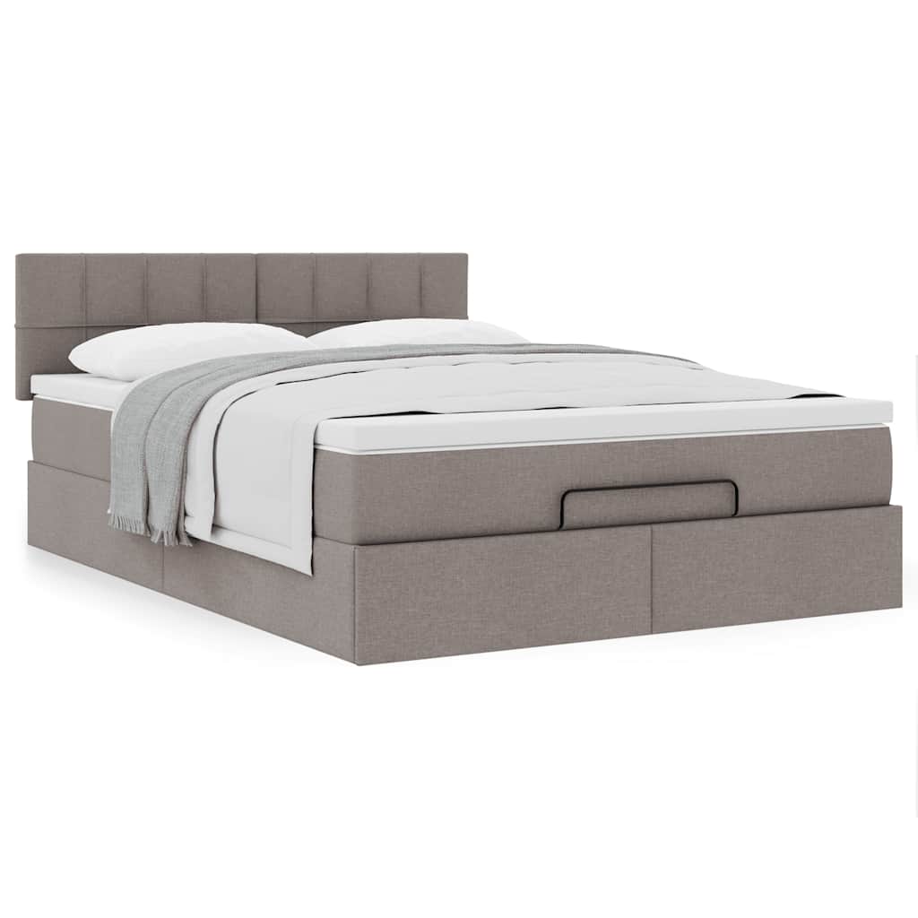 Ottoman-Bett mit Matratze Taupe 140x200 cm Stoff