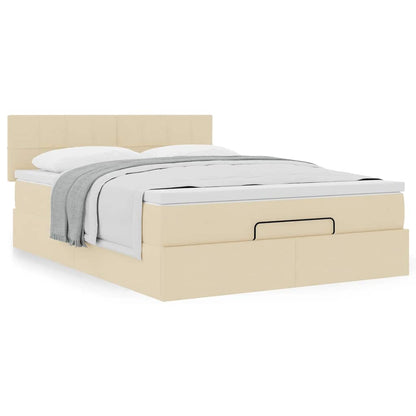 Ottoman-Bett mit Matratze Creme 140x200 cm Stoff