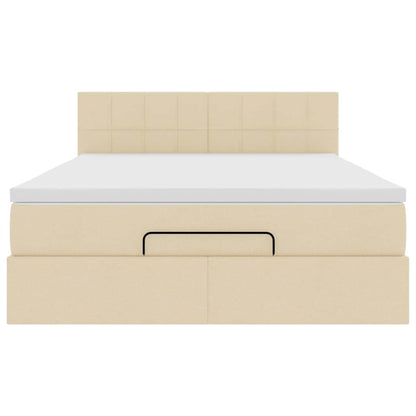 Ottoman-Bett mit Matratze Creme 140x200 cm Stoff