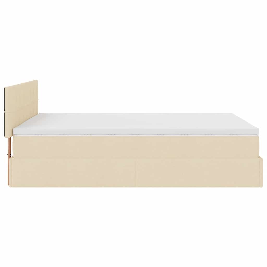 Ottoman bed with mattress cream 140x200 cm fabric