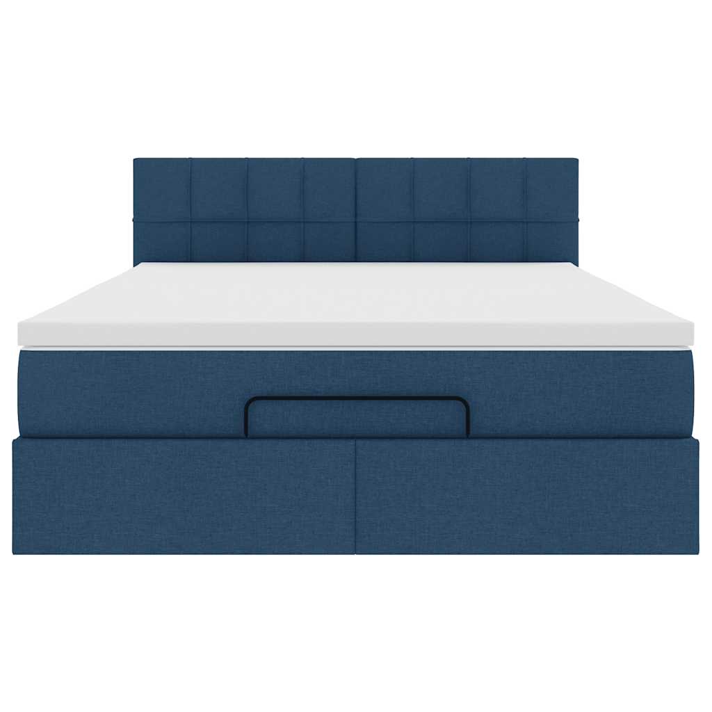Ottoman-Bett mit Matratze Blau 140x200 cm Stoff