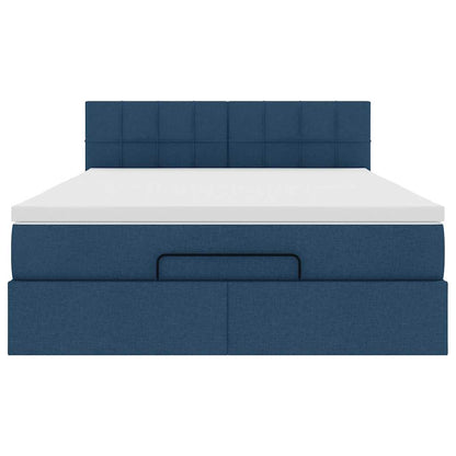 Ottoman-Bett mit Matratze Blau 140x200 cm Stoff