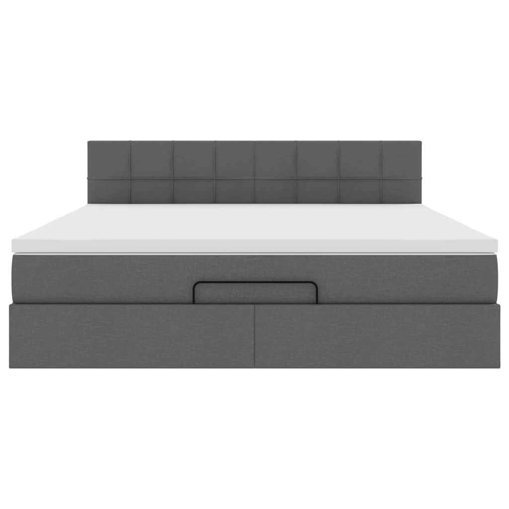 Ottoman-Bett mit Matratze Dunkelgrau 160x200 cm Stoff