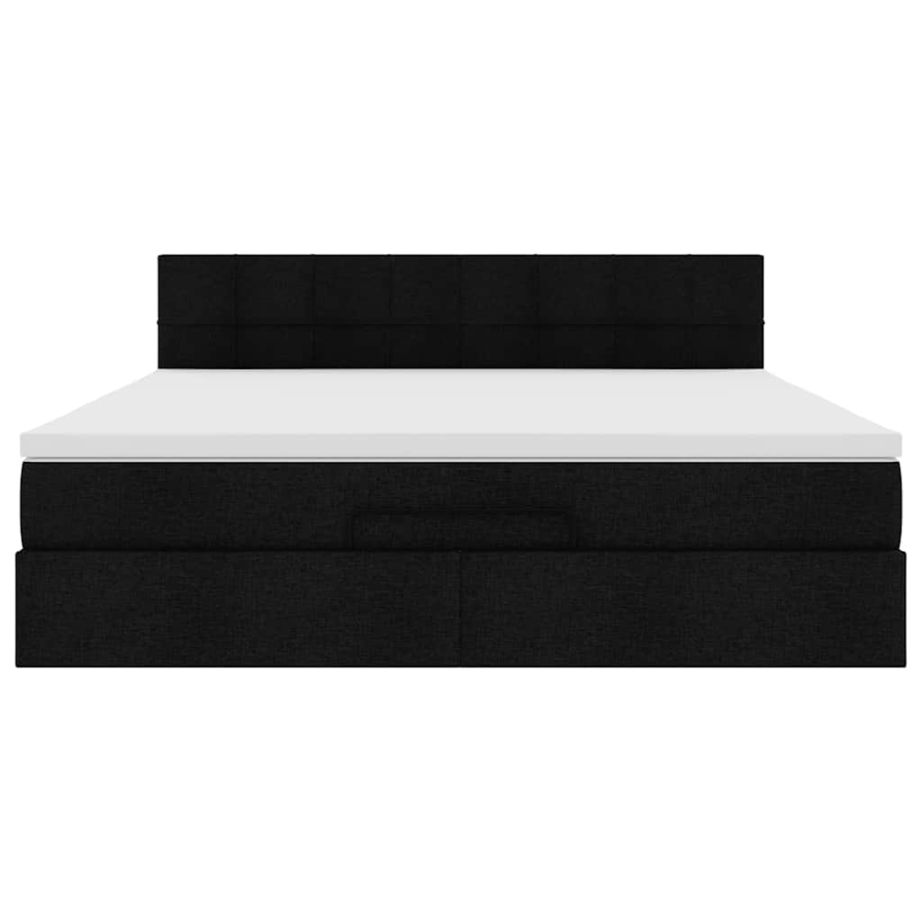 Ottoman-Bett mit Matratze Schwarz 160x200 cm Stoff