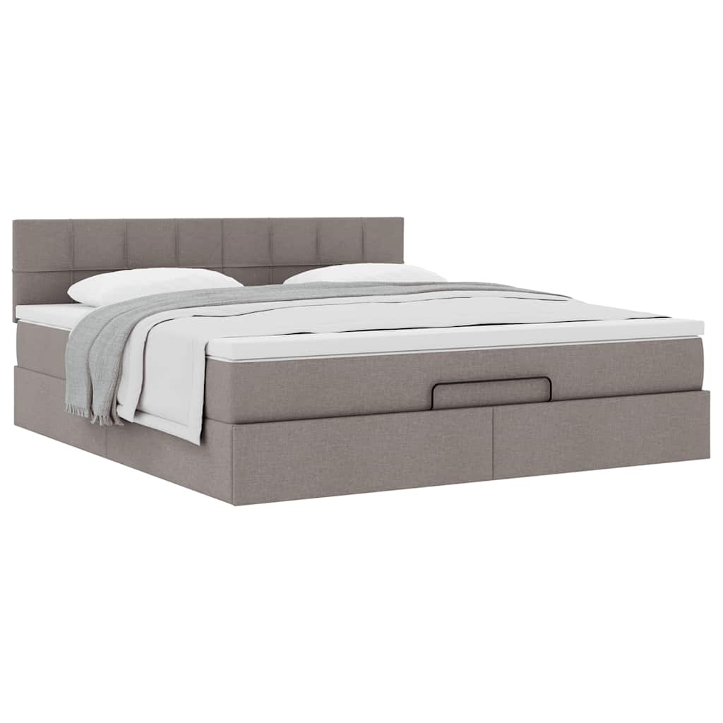 Ottoman-Bett mit Matratze Taupe 160x200 cm Stoff
