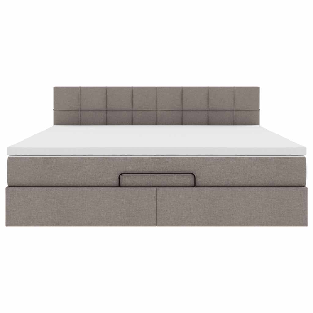 Ottoman-Bett mit Matratze Taupe 160x200 cm Stoff