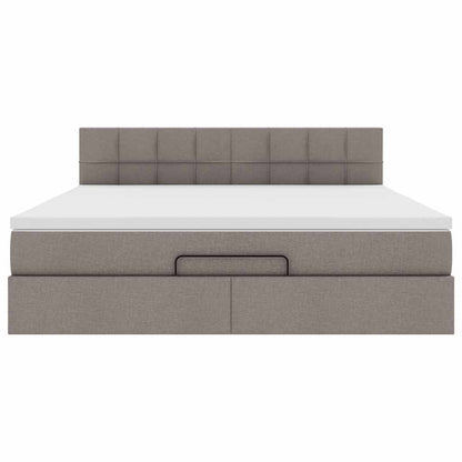 Ottoman-Bett mit Matratze Taupe 160x200 cm Stoff
