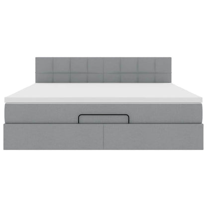 Ottoman-Bett mit Matratze Hellgrau 180x200 cm Stoff