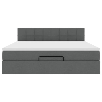 Ottoman-Bett mit Matratze Dunkelgrau 180x200 cm Stoff