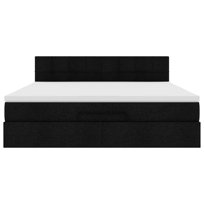Ottoman-Bett mit Matratze Schwarz 180x200 cm Stoff