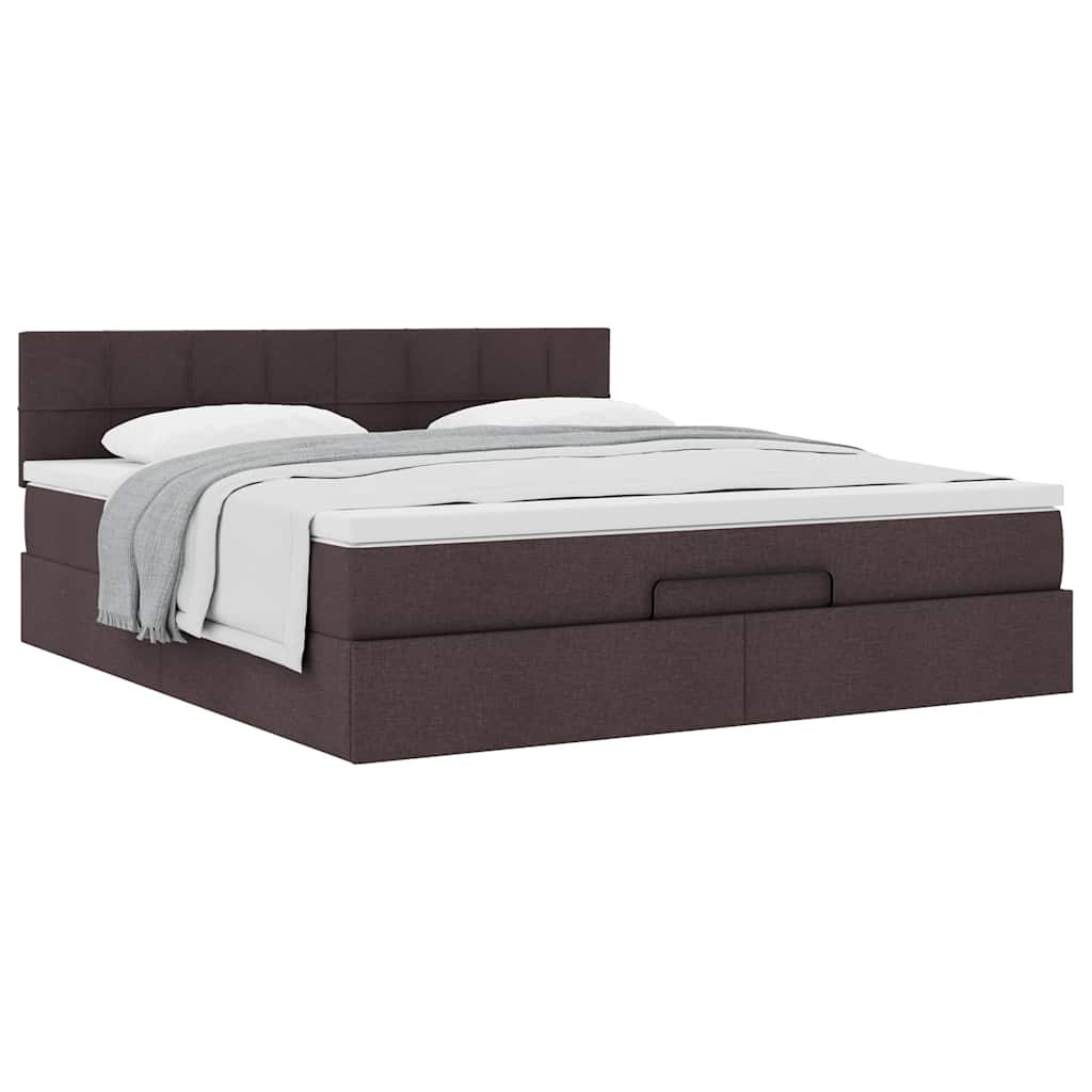 Ottoman bed with mattress dark brown 180x200 cm fabric