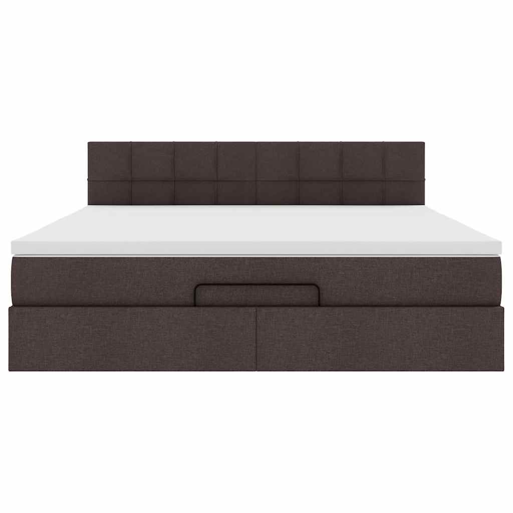 Ottoman bed with mattress dark brown 180x200 cm fabric