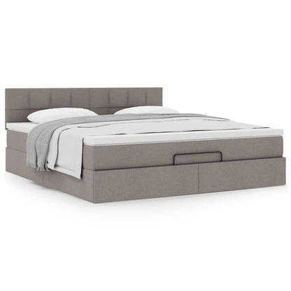 Ottoman-Bett mit Matratze Taupe 180x200 cm Stoff