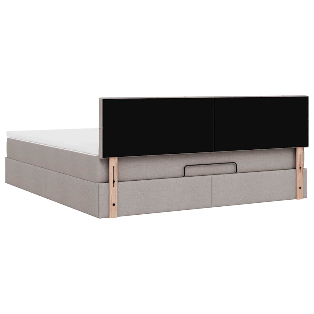 Ottoman-Bett mit Matratze Taupe 180x200 cm Stoff