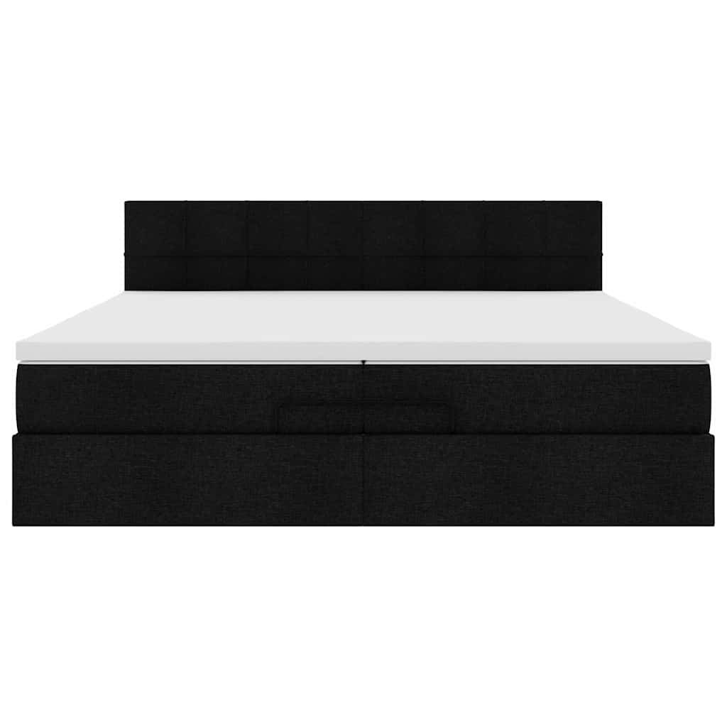 Ottoman-Bett mit Matratze Schwarz 200x200 cm Stoff
