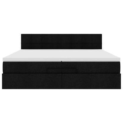 Ottoman-Bett mit Matratze Schwarz 200x200 cm Stoff