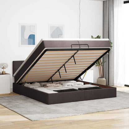 Ottoman-Bett mit Matratze Dunkelbraun 200x200 cm Stoff