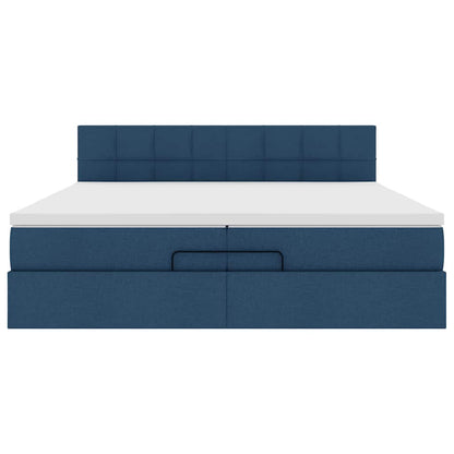 Ottoman-Bett mit Matratze Blau 200x200 cm Stoff