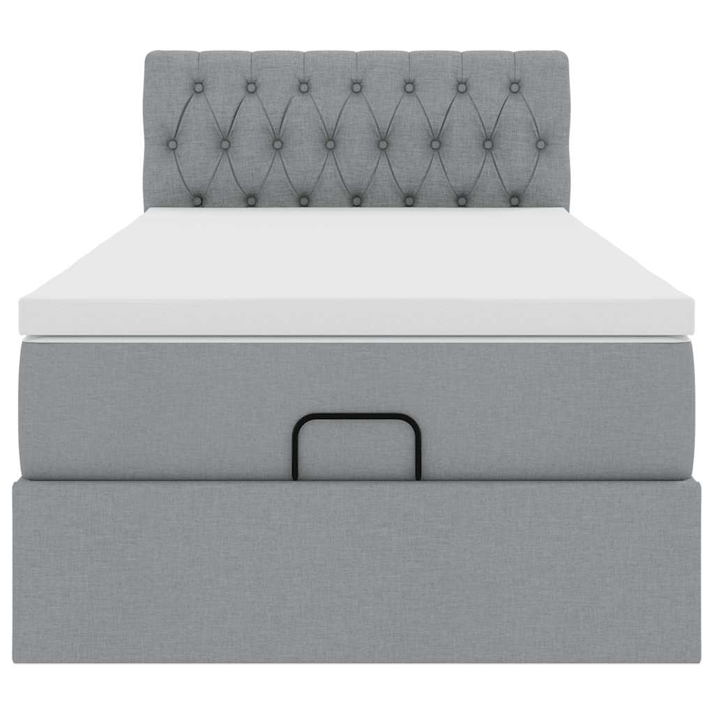 Ottoman-Bett mit Matratze Hellgrau 80x200 cm Stoff