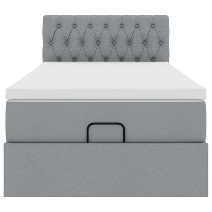Ottoman-Bett mit Matratze Hellgrau 80x200 cm Stoff