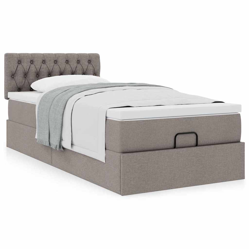 Ottoman-Bett mit Matratze Taupe 80x200 cm Stoff