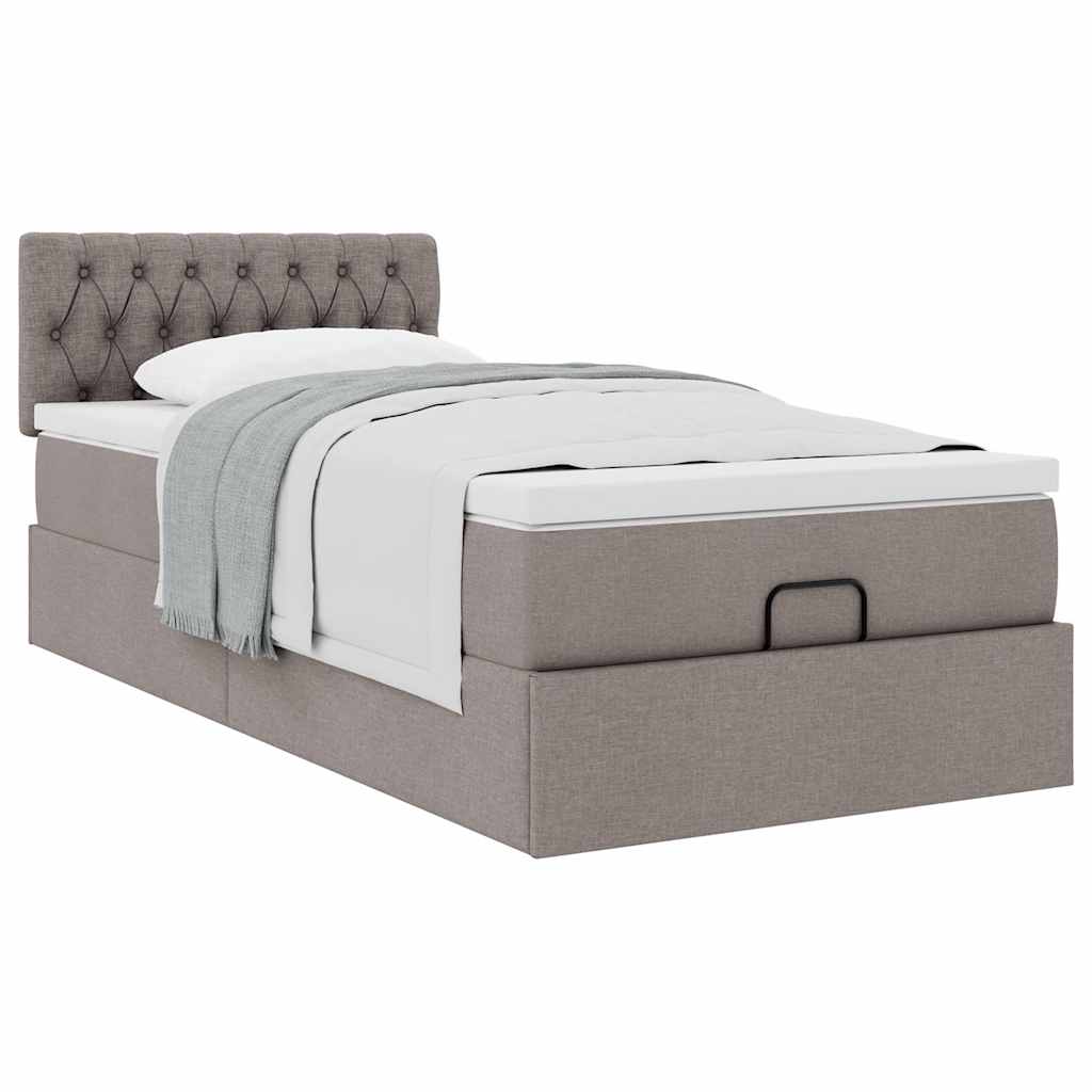 Ottoman-Bett mit Matratze Taupe 80x200 cm Stoff