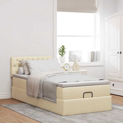 Ottoman-Bett mit Matratze Creme 90x190 cm Stoff