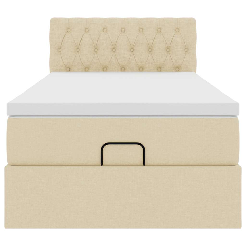 Ottoman-Bett mit Matratze Creme 90x190 cm Stoff