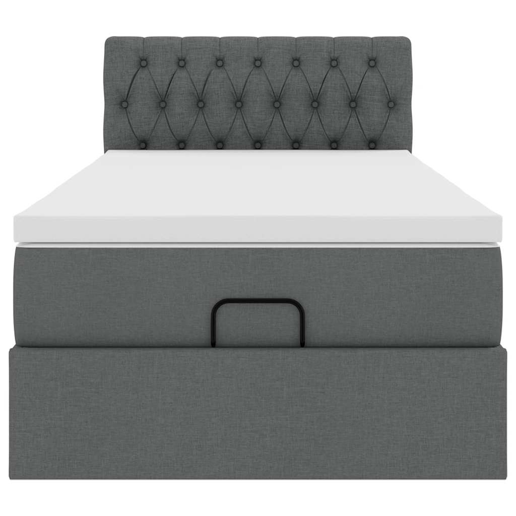 Ottoman-Bett mit Matratze Dunkelgrau 100x200 cm Stoff