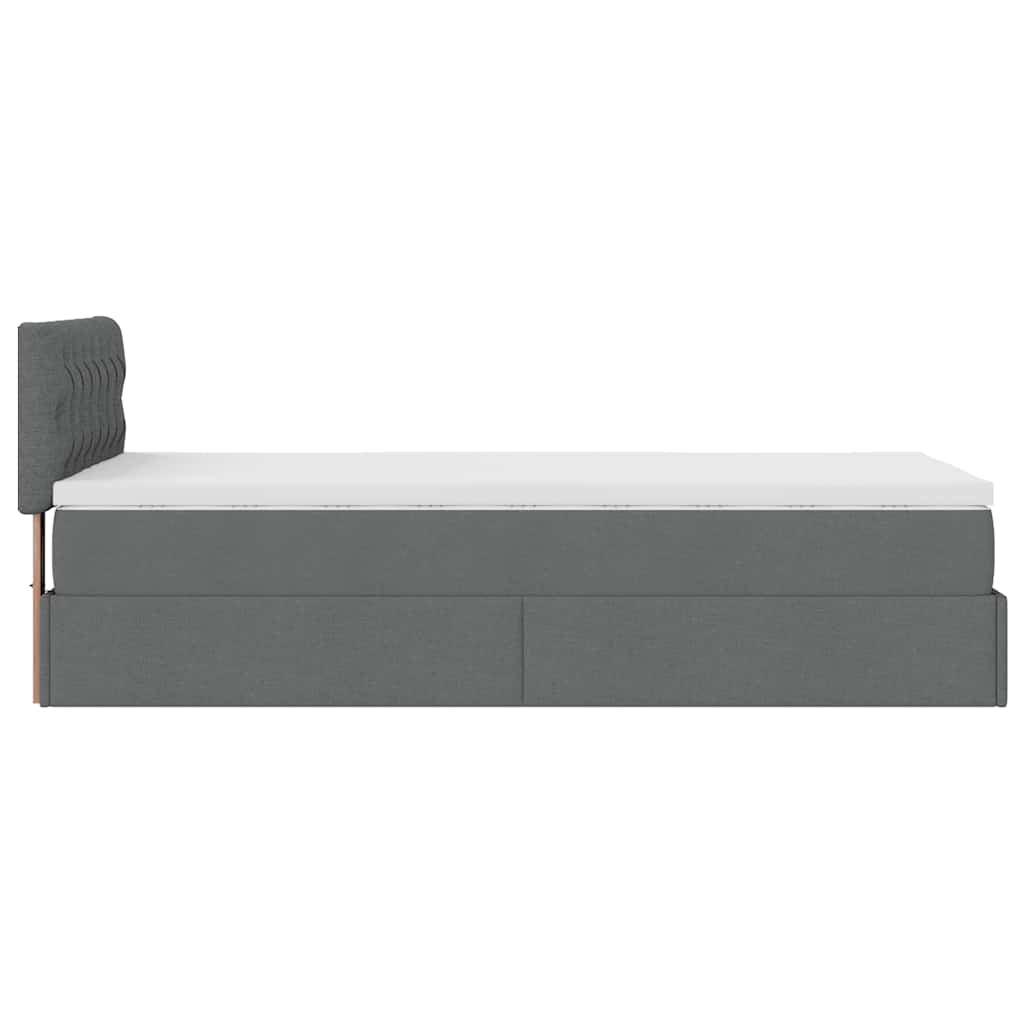 Ottoman bed with mattress dark grey 100x200 cm fabric