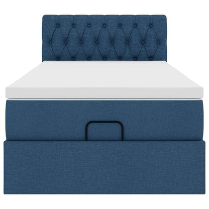 Ottoman-Bett mit Matratze Blau 100x200 cm Stoff