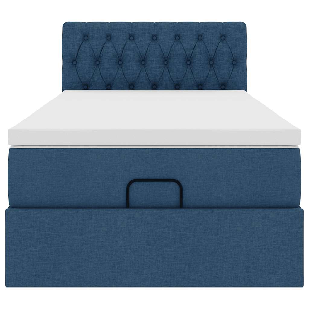 Ottoman-Bett mit Matratze Blau 100x200 cm Stoff