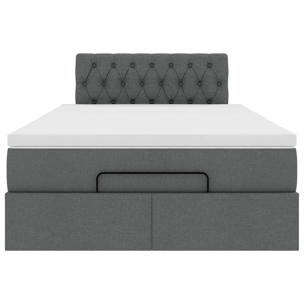 Ottoman-Bett mit Matratze Dunkelgrau 120x190 cm Stoff