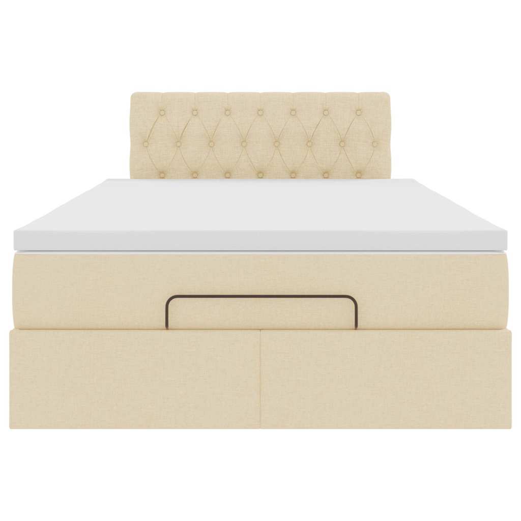 Ottoman-Bett mit Matratze Creme 120x190 cm Stoff