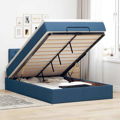 Ottoman-Bett mit Matratze Blau 120x190 cm Stoff