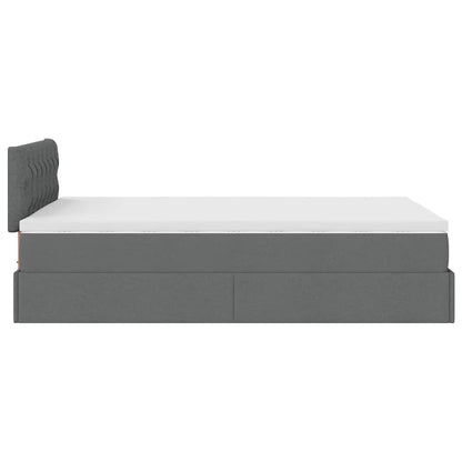 Ottoman-Bett mit Matratze Dunkelgrau 120x200 cm Stoff