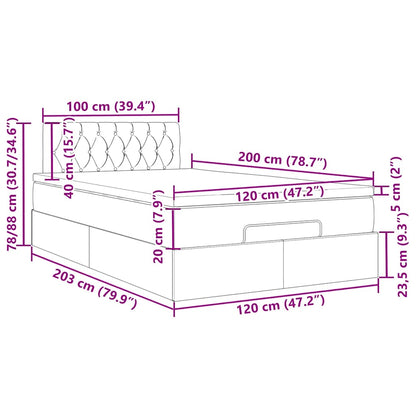 Ottoman-Bett mit Matratze Taupe 120x200 cm Stoff
