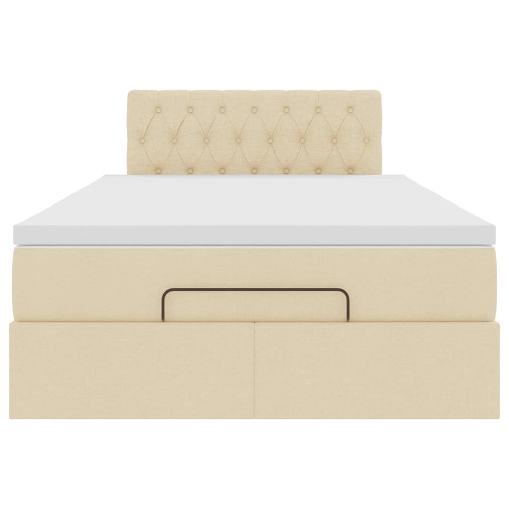 Ottoman-Bett mit Matratze Creme 120x200 cm Stoff