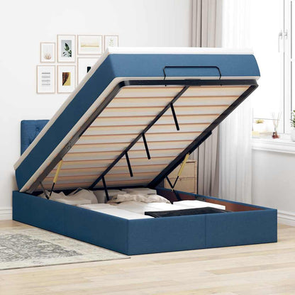 Ottoman-Bett mit Matratze Blau 120x200 cm Stoff