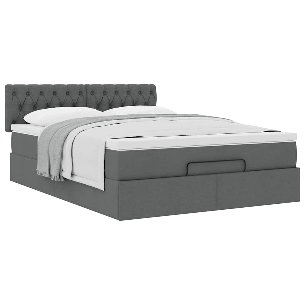 Ottoman-Bett mit Matratze Dunkelgrau 140x190 cm Stoff