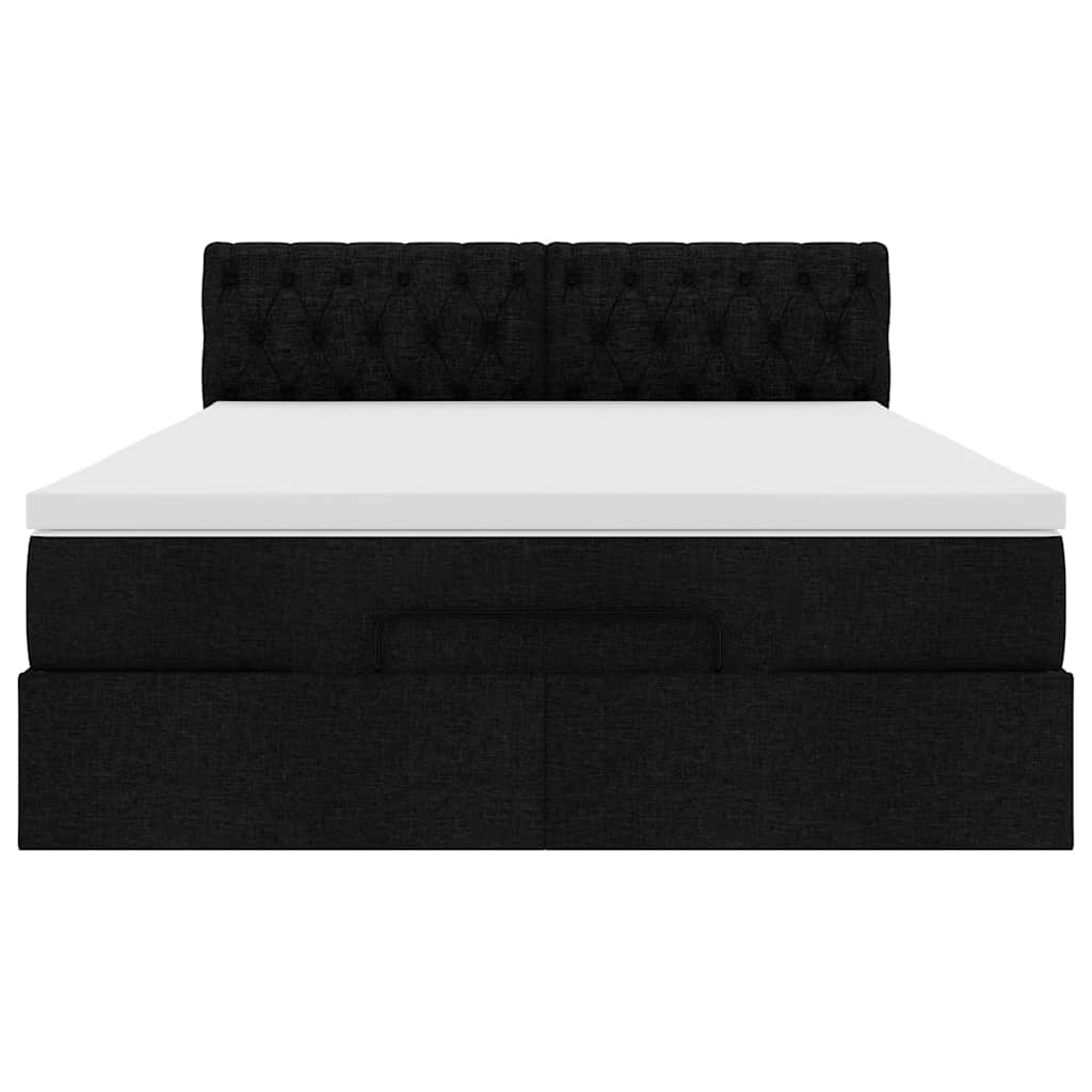 Ottoman-Bett mit Matratze Schwarz 140x190 cm Stoff
