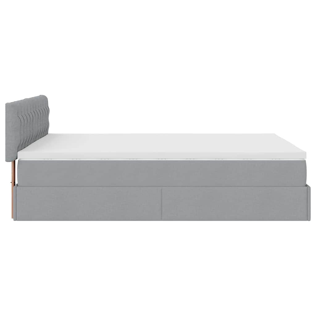 Ottoman-Bett mit Matratze Hellgrau 140x200 cm Stoff