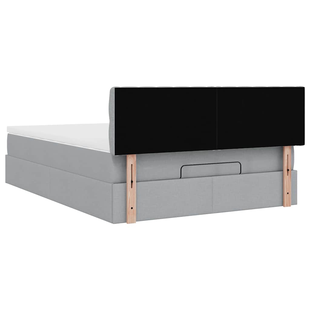 Ottoman-Bett mit Matratze Hellgrau 140x200 cm Stoff