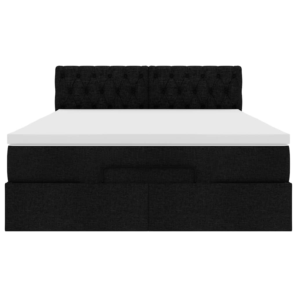 Ottoman-Bett mit Matratze Schwarz 140x200 cm Stoff