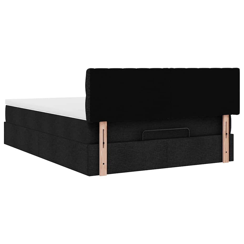 Ottoman-Bett mit Matratze Schwarz 140x200 cm Stoff